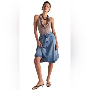 NWT FREE PEOPLE WE THE FREE ECLIPSE DENIM MIDI SKIRT